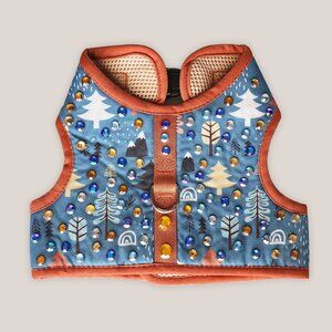 I Love You Dog Harness w/ Trees in Blue + Brown Mesh Pet Vest Bedazzled